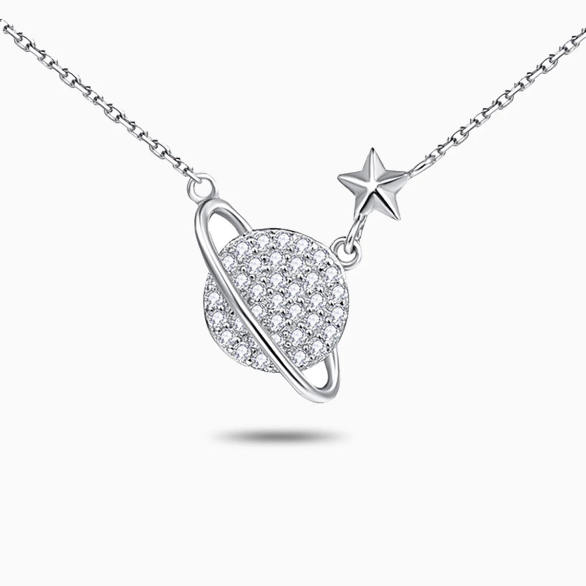 Vioraia Sparkling Saturn Necklace