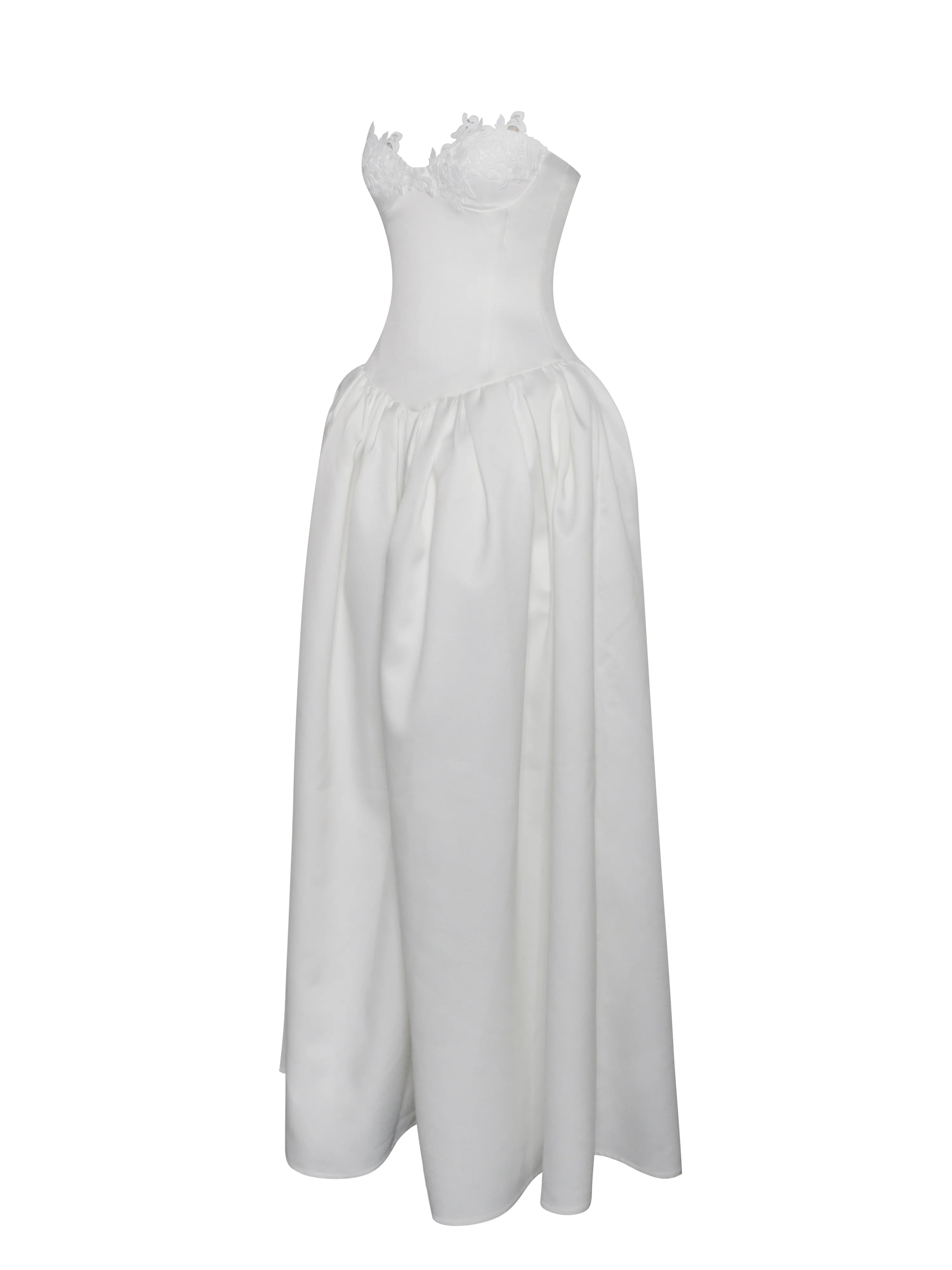 Naila Lace Trim Strapless Drop Waist Wedding Gown