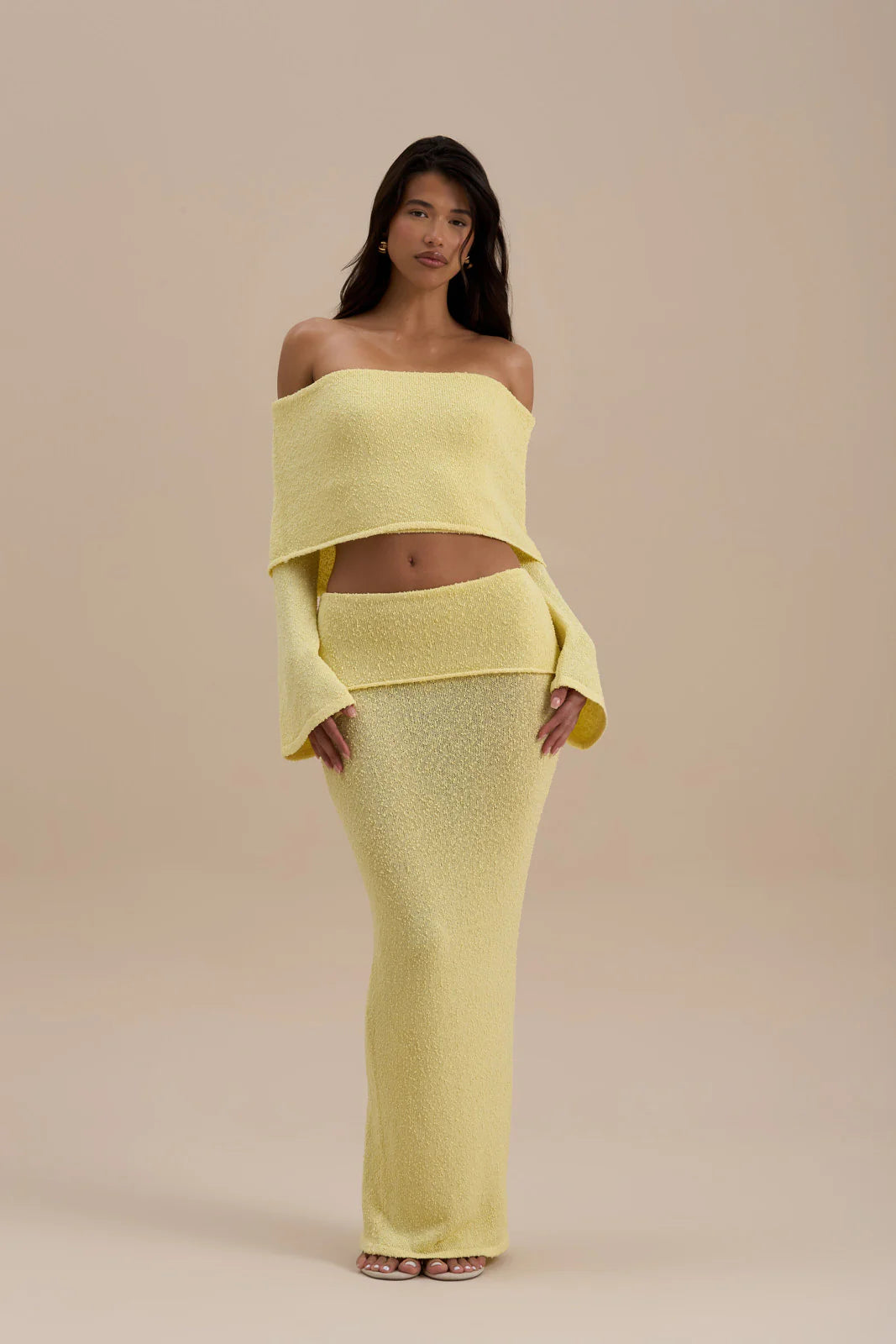 YASMIN BOUCLE KNIT CO-ORD | LEMON