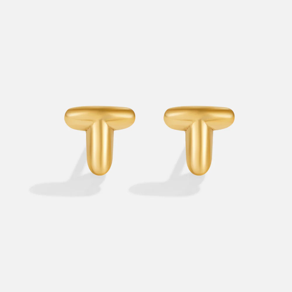 Vioraia Gold Bubble Letter Earrings