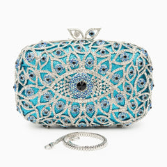 Vioraia Crystal Evil Eye Clutch Bag - Sky Blue