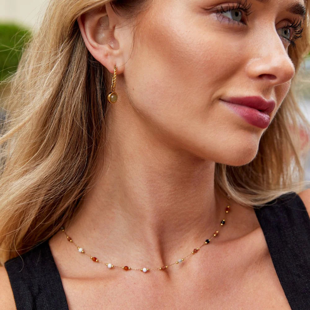 Vioraia Aventurine Twisted Hoop Earrings