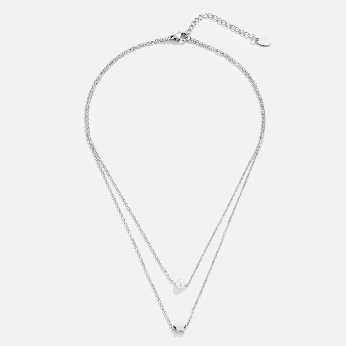 Vioraia Layered Silver Star & Pearl Necklace