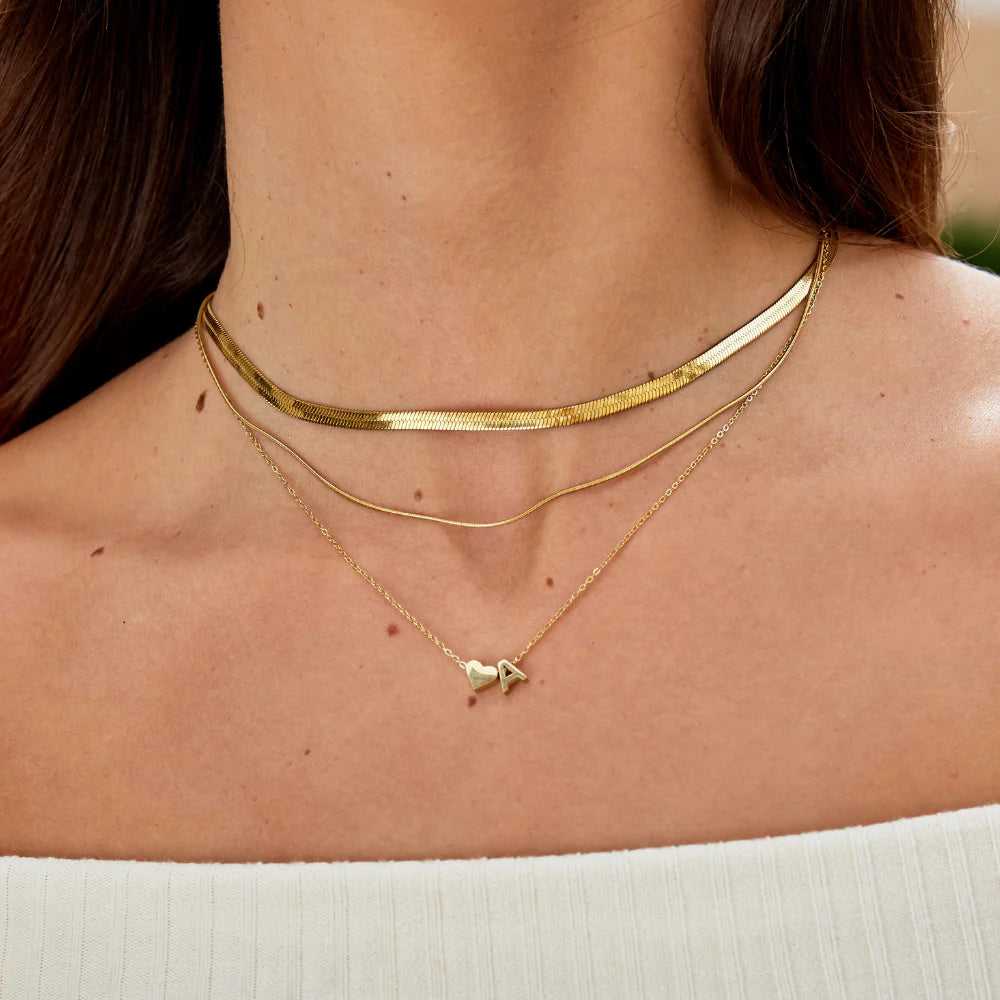 Vioraia Forever Love & Letter Gold Necklace