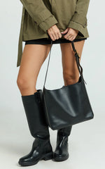 Vioraia Leanora Bag - Gold Buckle Tote Bag in Black