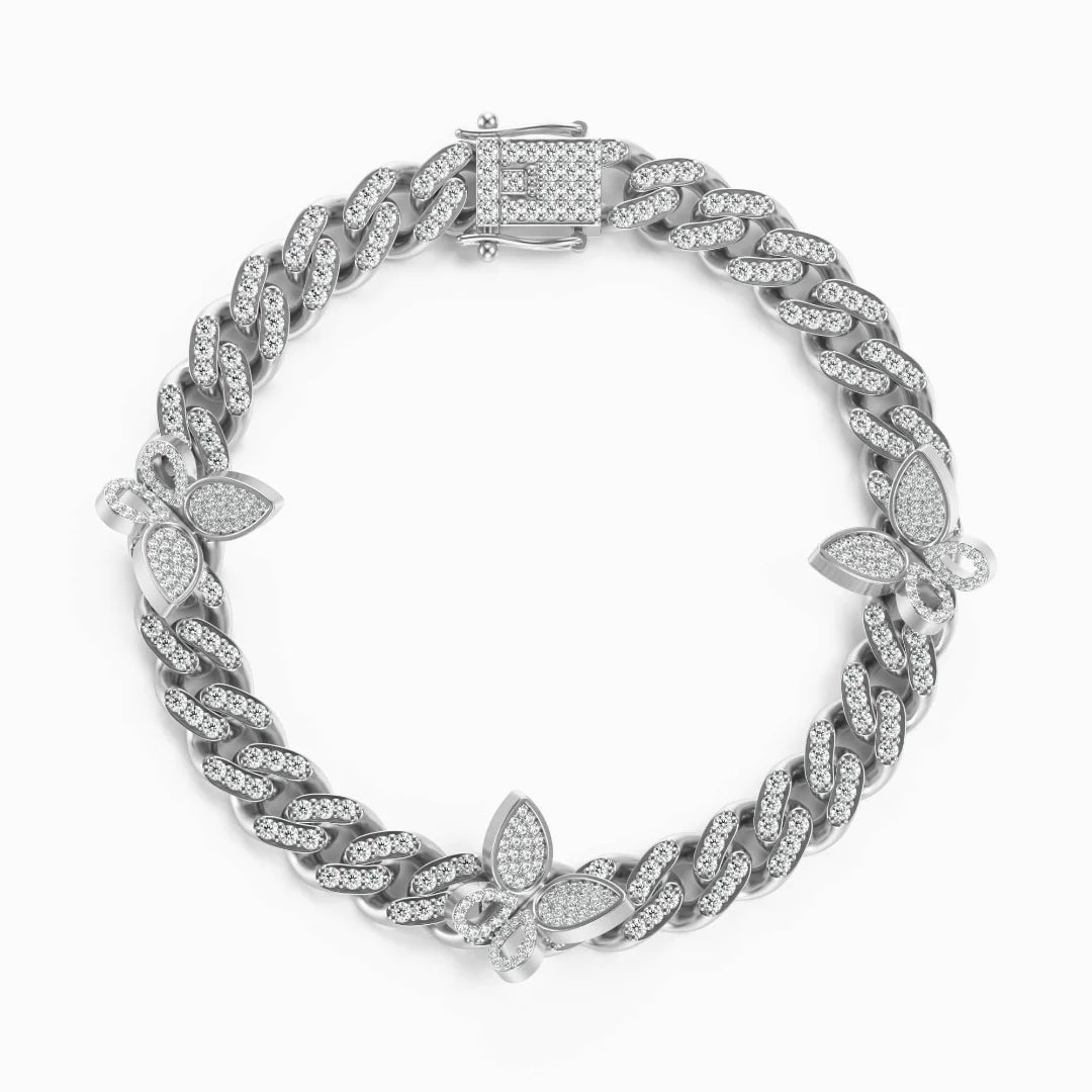 Vioraia Sparkling Butterflies Cuban Anklet
