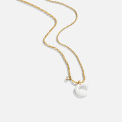 Vioraia White Crescent Moon Necklace