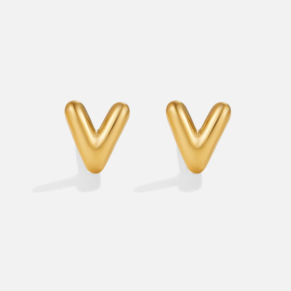 Vioraia Gold Bubble Letter Earrings