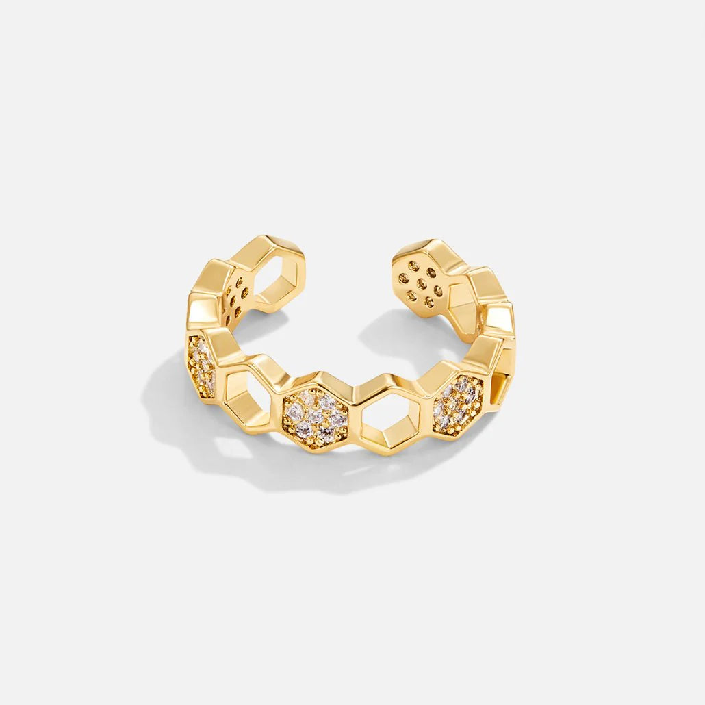 Vioraia Gold & Crystal Honeycomb Ring