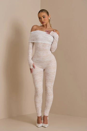 RIRI JUMPSUIT | WHITE LACE - SALE