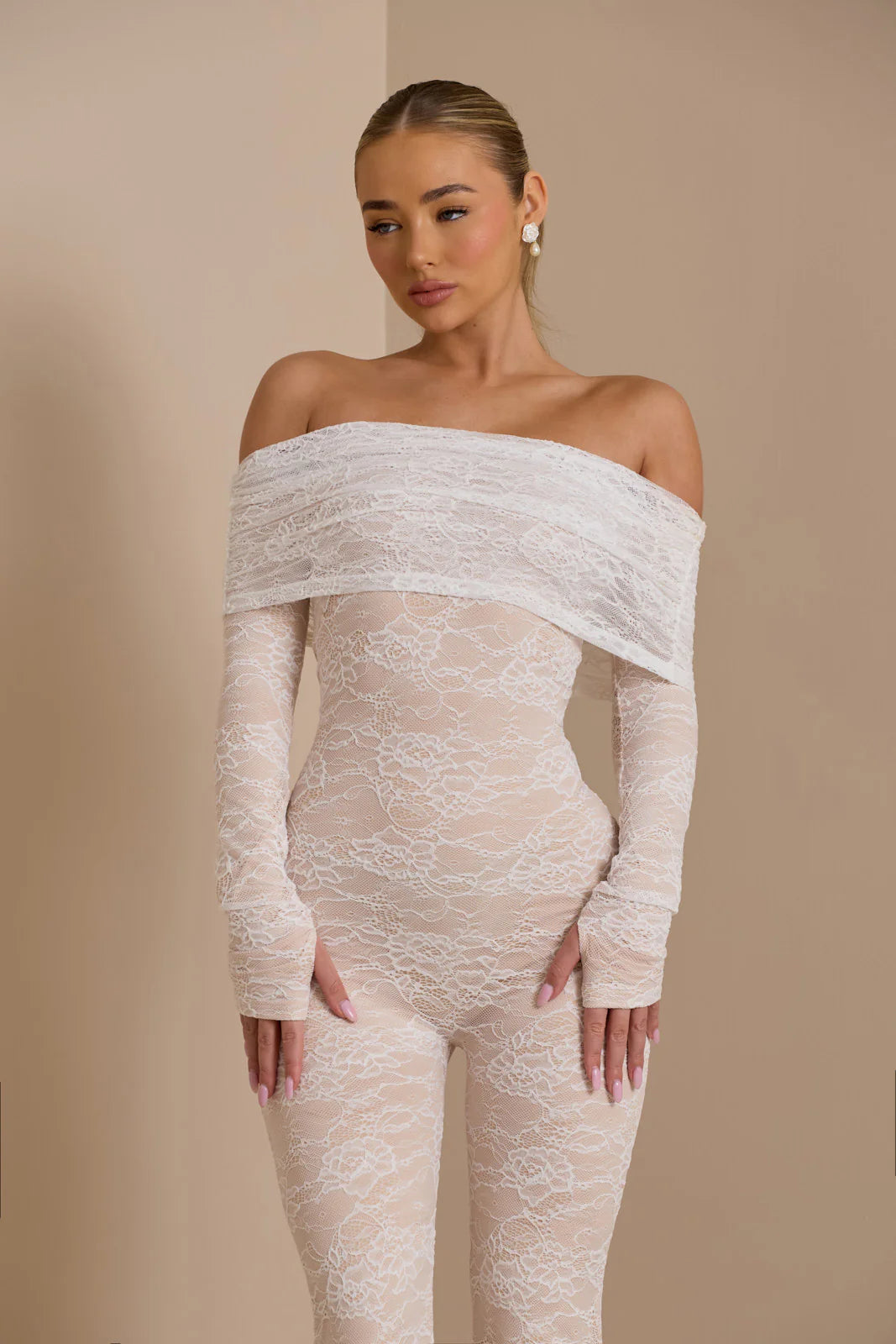 RIRI JUMPSUIT | WHITE LACE - SALE