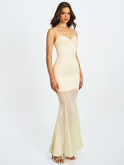 Zayne Butter Yellow Ruch Breast Chiffon Mermaid Maxi Dress