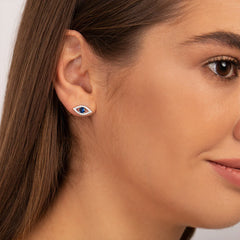 Vioraia Sparkling Evil Eye Stud Earrings