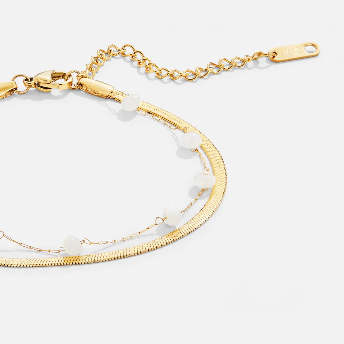 Vioraia Layered Snake Chain Gold Anklet