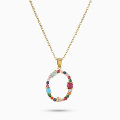 Vioraia Rainbow Gemstone Initial Necklace