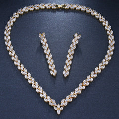 Vioraia Vibrant Zircon Leaf Jewelry Set