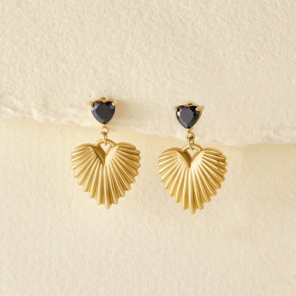 Vioraia Hera Gold Heart Drop Earrings