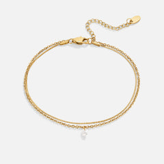 Vioraia Layered Dainty Crystal Anklet
