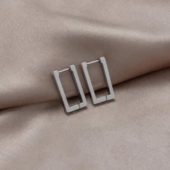Vioraia Silver Rectangle Hoop Earrings