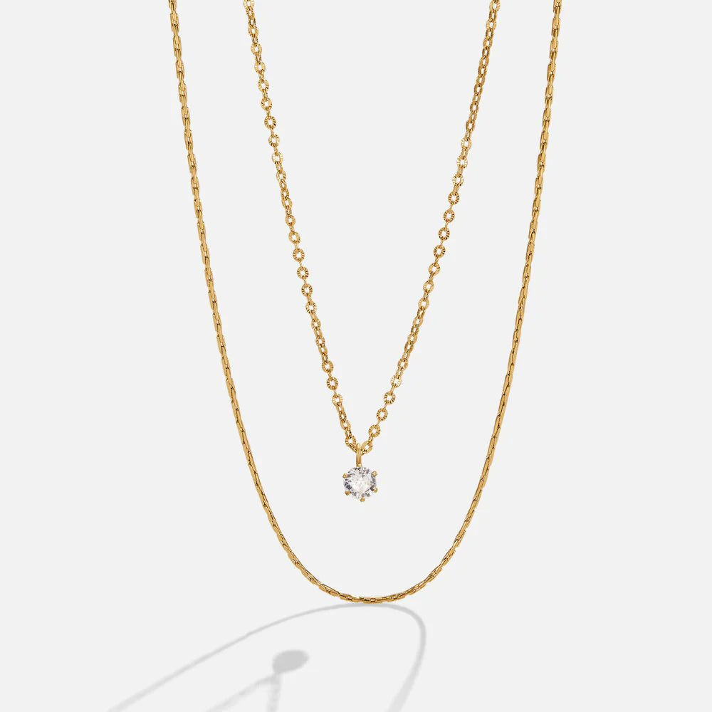 Vioraia Dina Crystal & Gold Layered Necklace