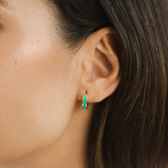 Vioraia Leigh Teal Hoop Earrings