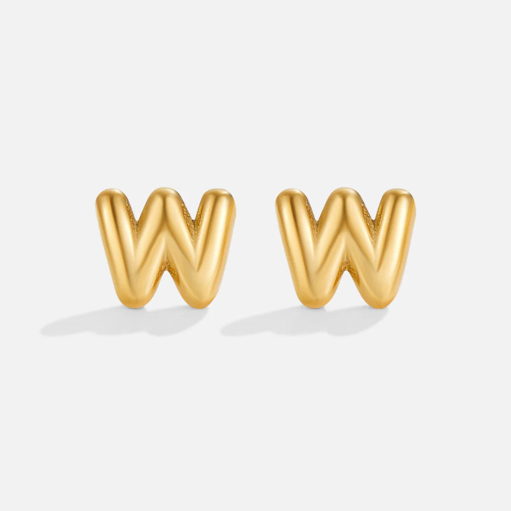 Vioraia Gold Bubble Letter Earrings