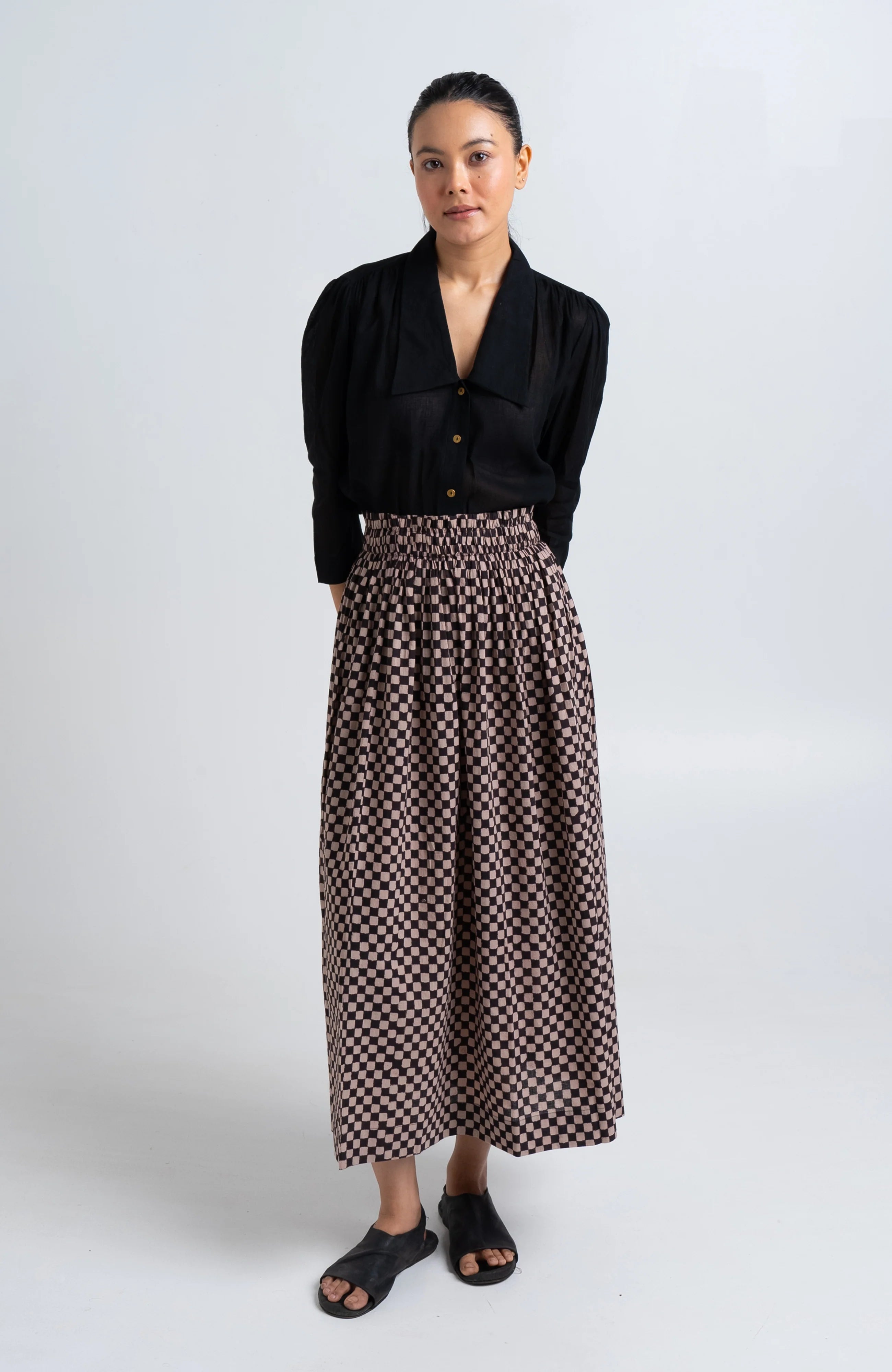 Block Printed Black Skirt