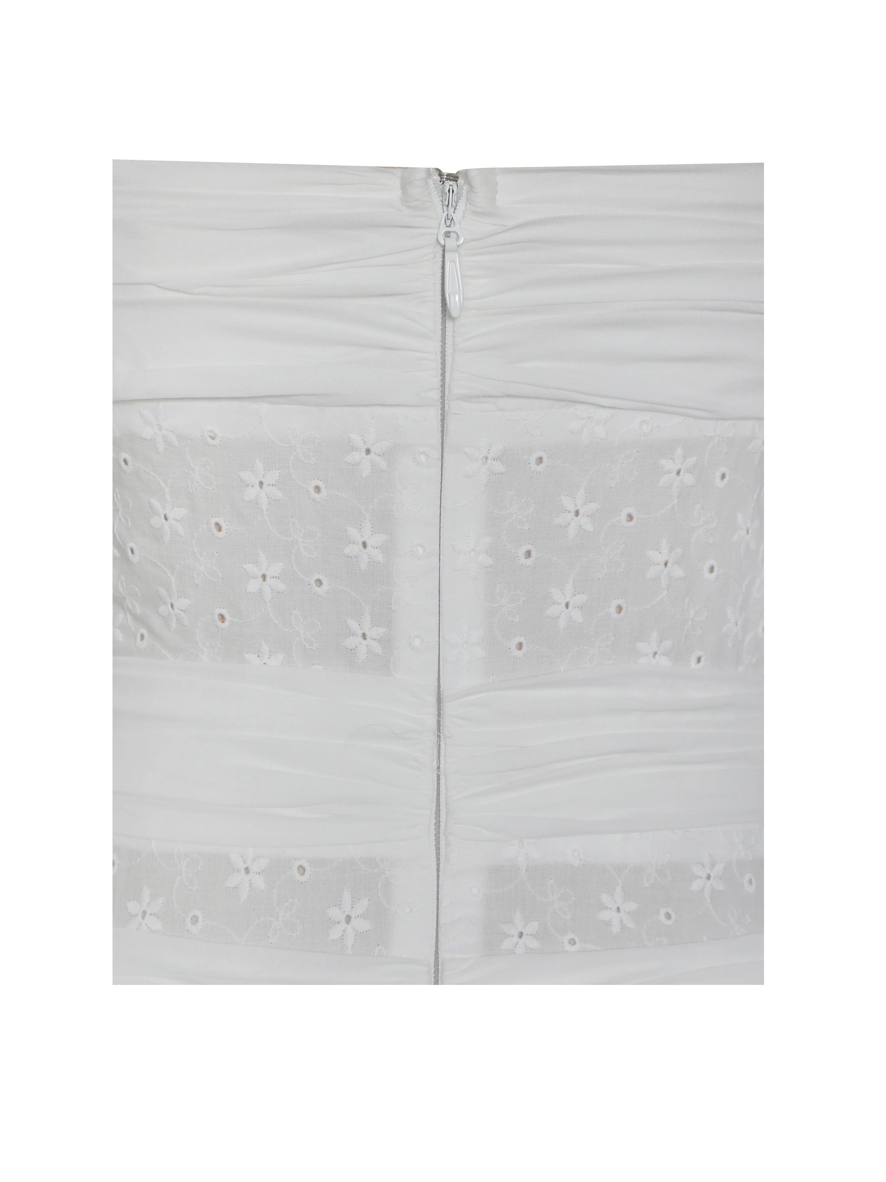 Maelis White Eyelet Drop Waist Cotton Midi Dress