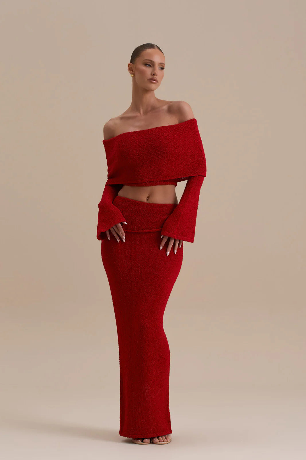 YASMIN BOUCLE KNIT CO-ORD | RED