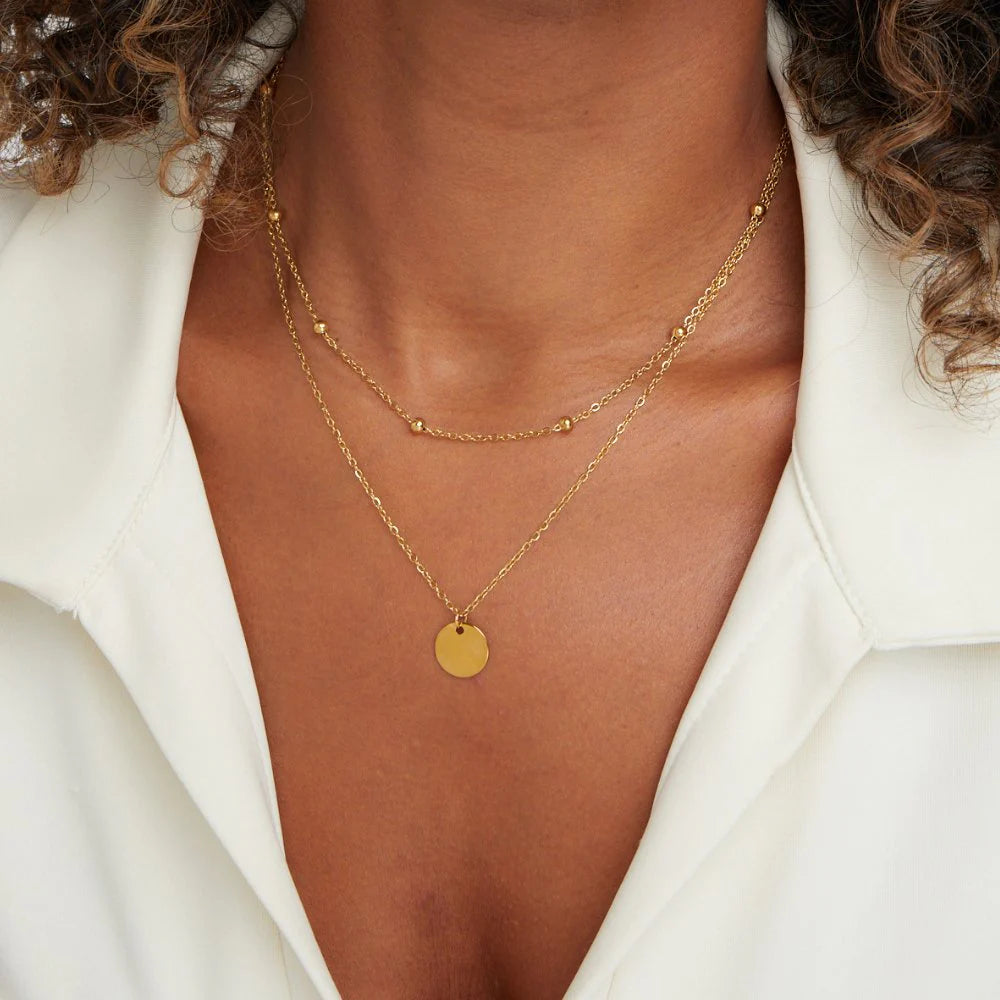 Vioraia Layered Disc Necklace