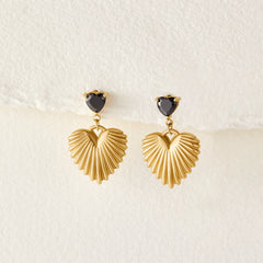 Vioraia Hera Gold Heart Drop Earrings