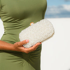 Vioraia Chantal Pearl Clutch Bag