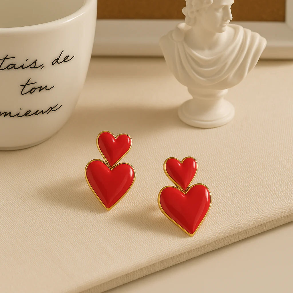 Vioraia Amara Double Heart Earrings