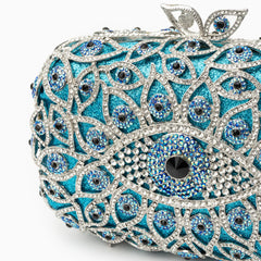 Vioraia Crystal Evil Eye Clutch Bag - Sky Blue