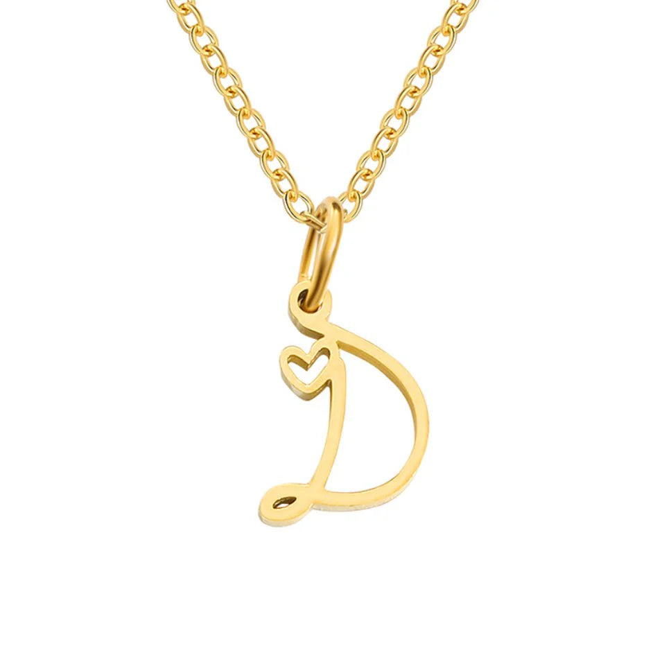 Vioraia Gold Letter Heart Necklace