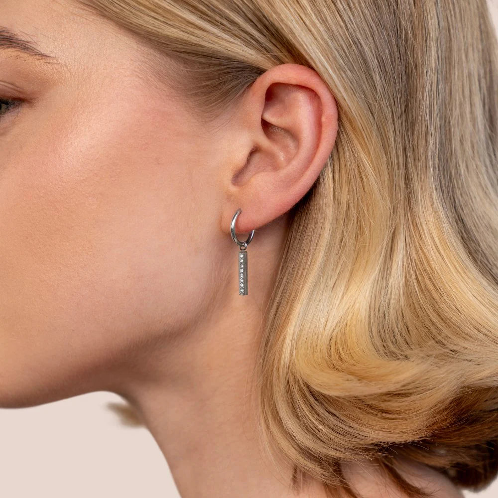 Vioraia Dana Crystal Bar Hoop Earrings