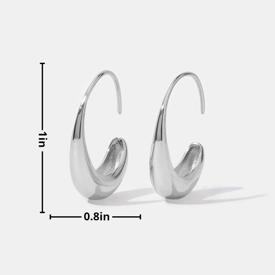 Vioraia Classic Silver Drop Hoop Earrings