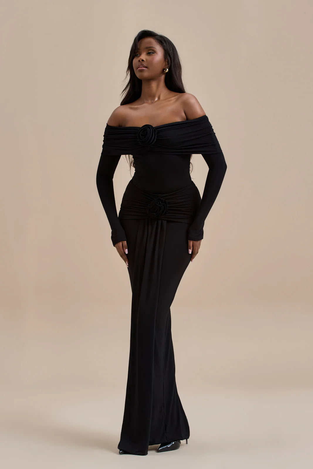 BELLE DRAPE MAXI SKIRT | BLACK - SALE