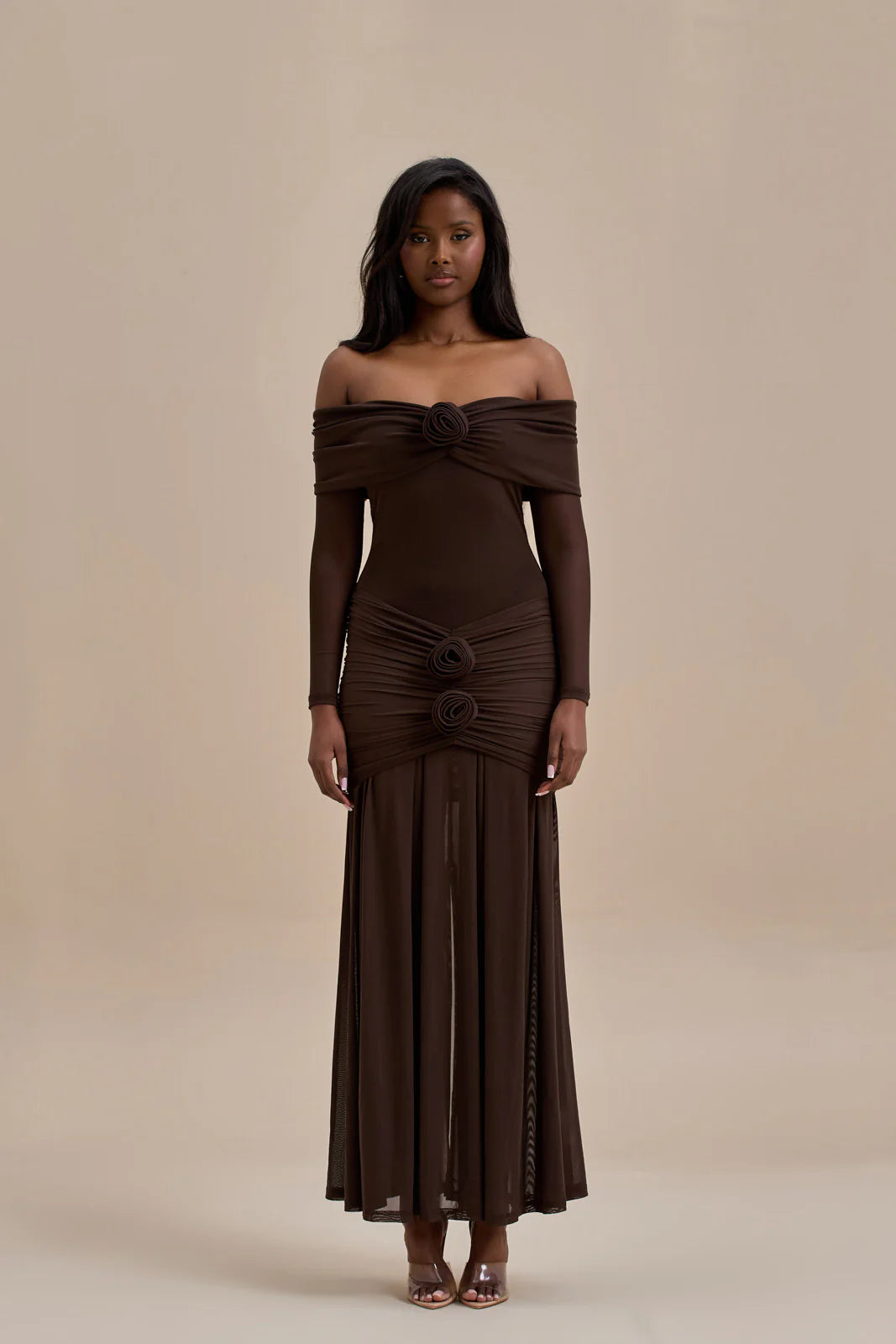 VIVIENNE BARDOT MAXI DRESS | CHOCOLATE - SALE