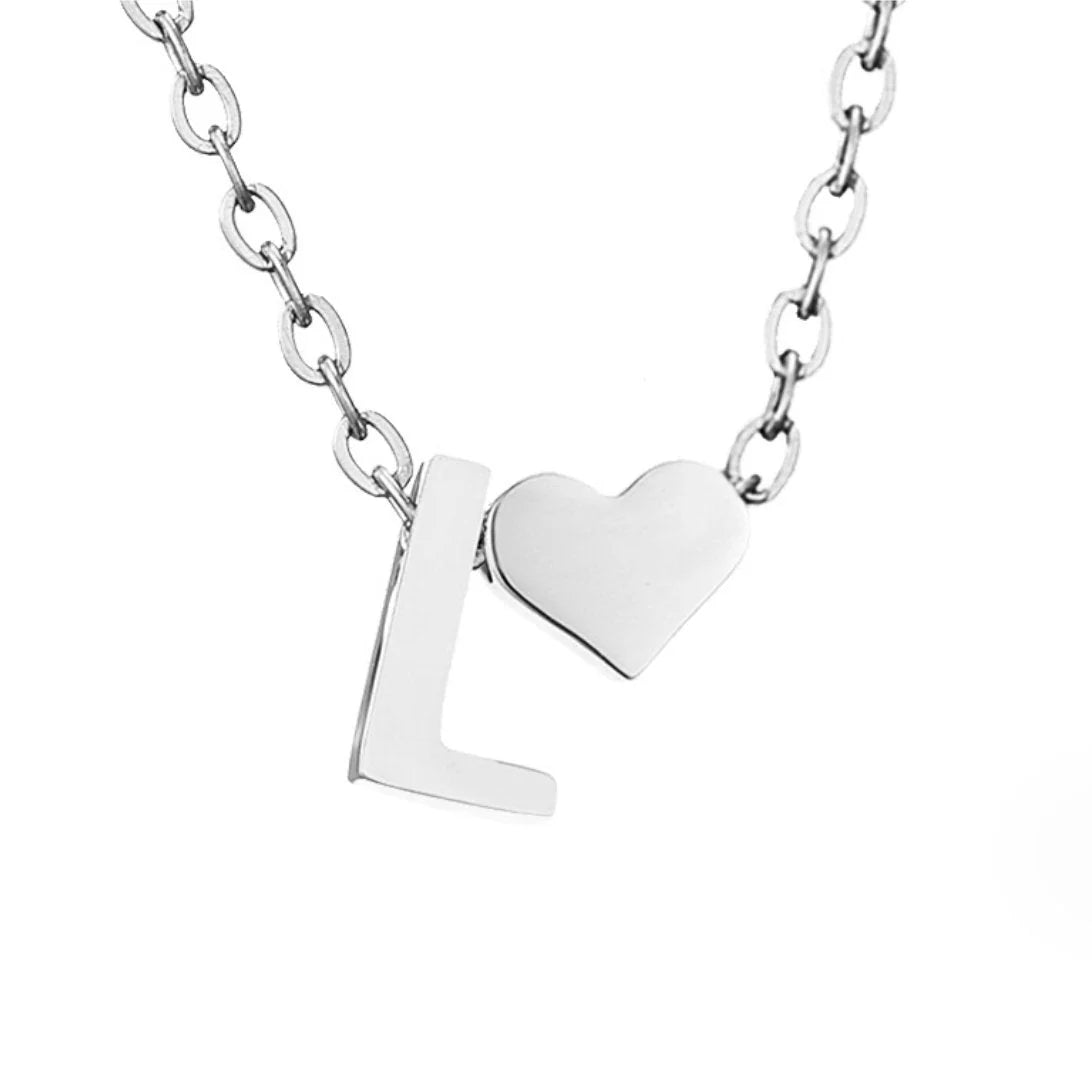 Vioraia Forever Love & Letter Silver Necklace