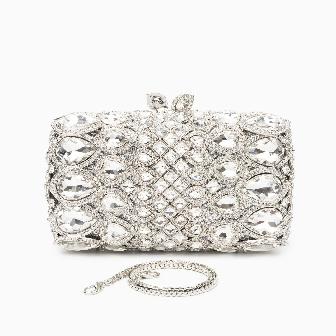 Vioraia (CS) Reina Rhinestones Crystals Clutch Bag - Silver