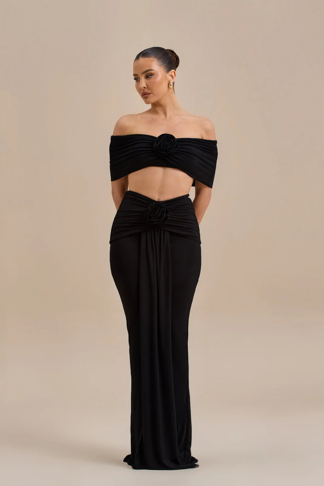 BELLE DRAPE MAXI SKIRT | BLACK - SALE