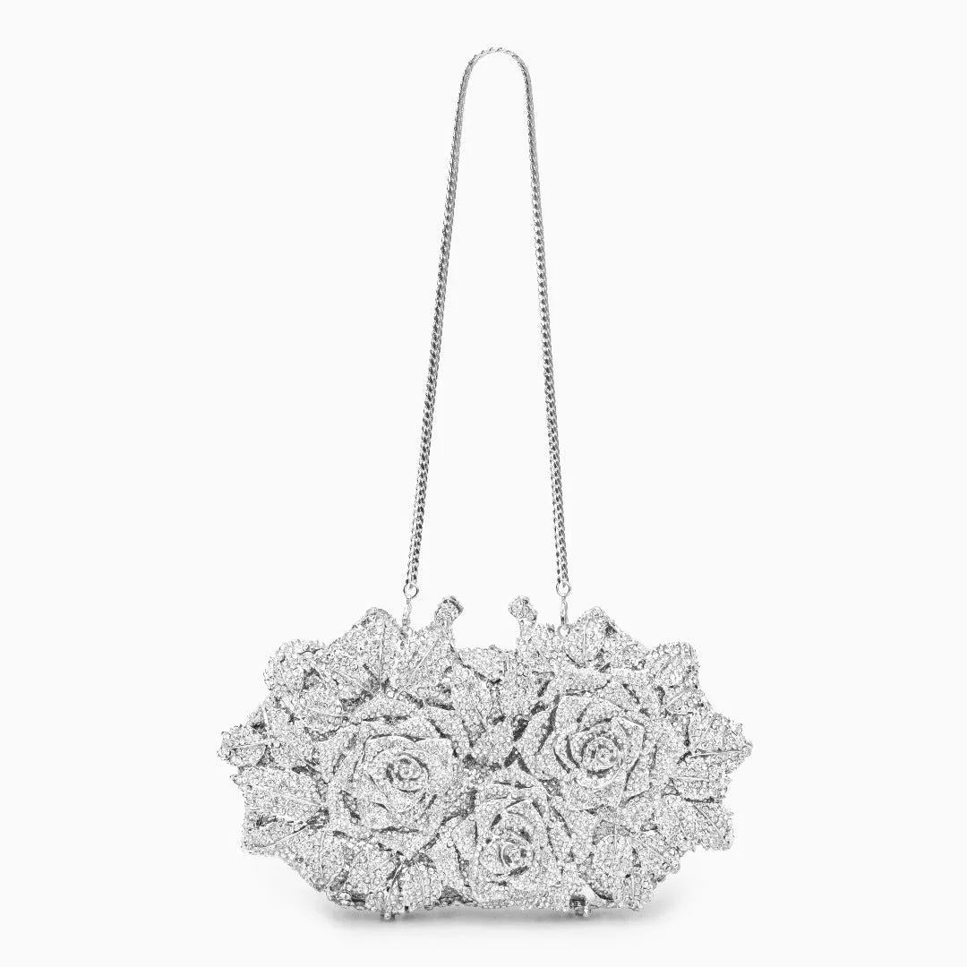 Vioraia Cecilia Rose Clutch Bag - Silver