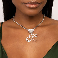 Vioraia Verano Heart Initial Tennis Necklace