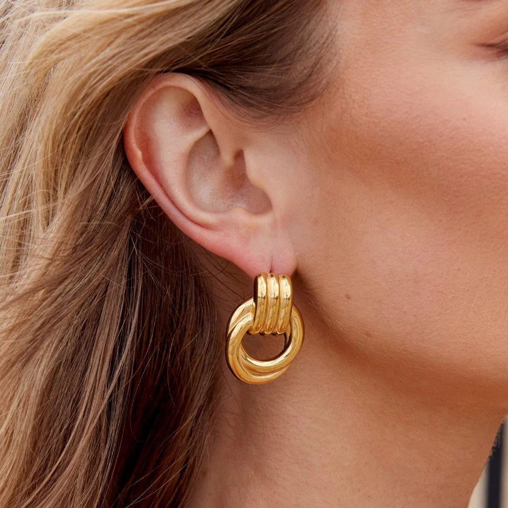 Vioraia Knot Gold Hoop Earrings