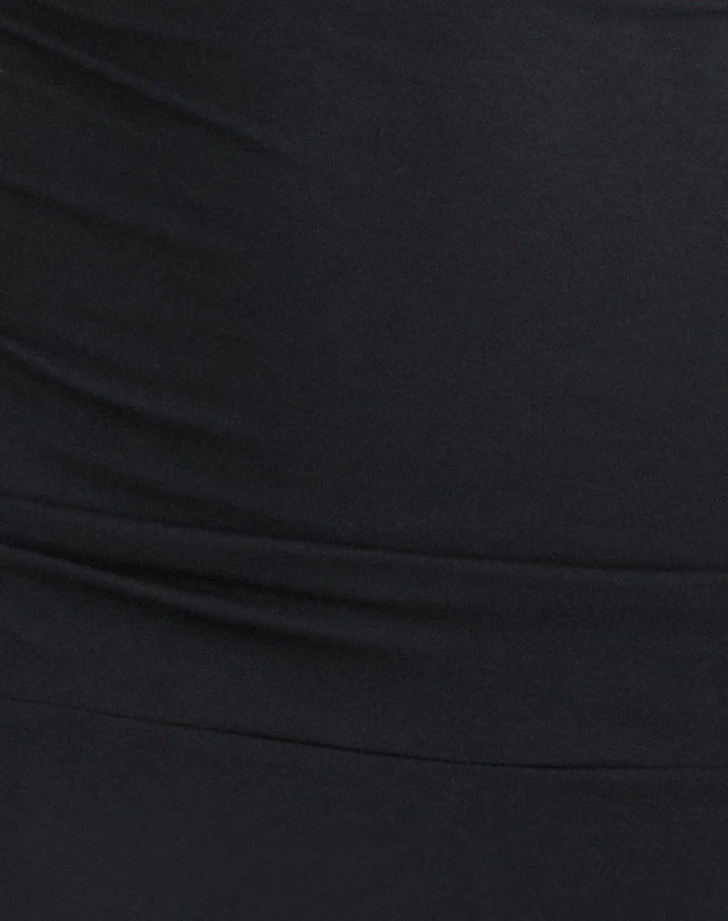 Luscian Plunge Mini Dress in Black
