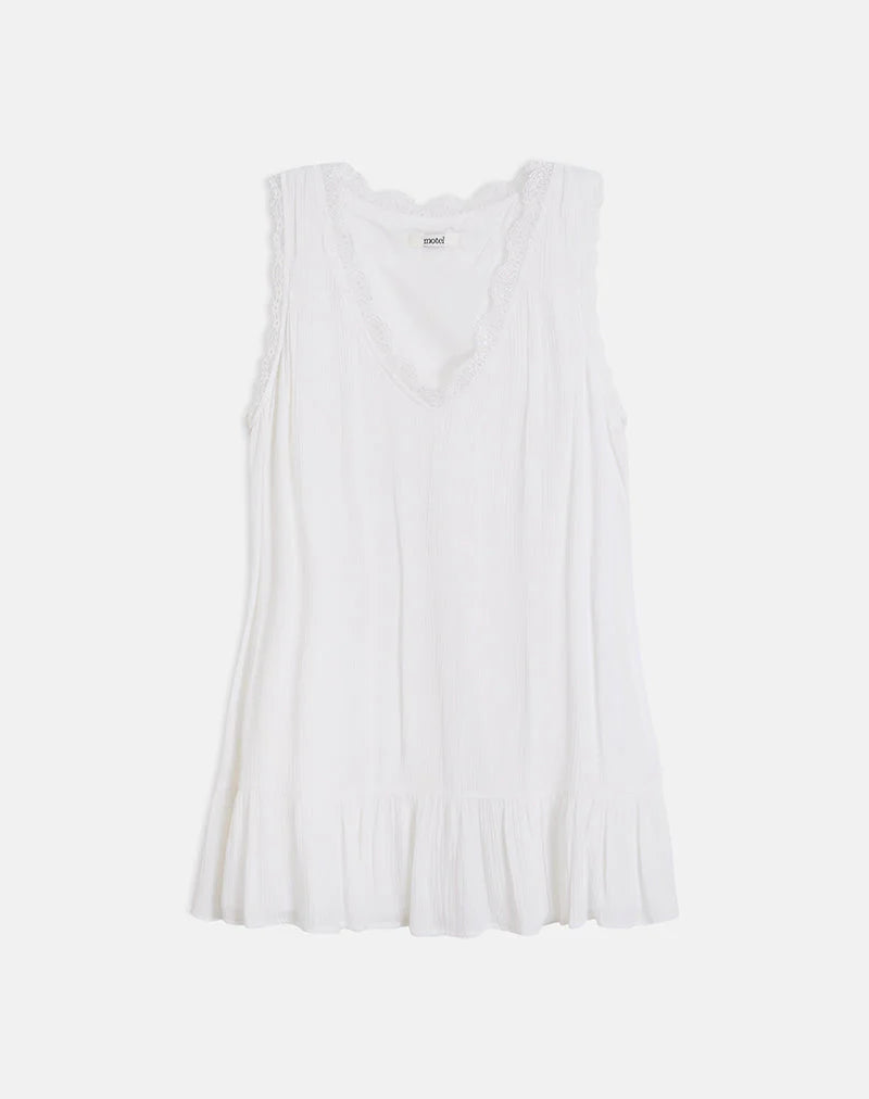 Manika Plunge Babydoll Mini Dress in Rayon White