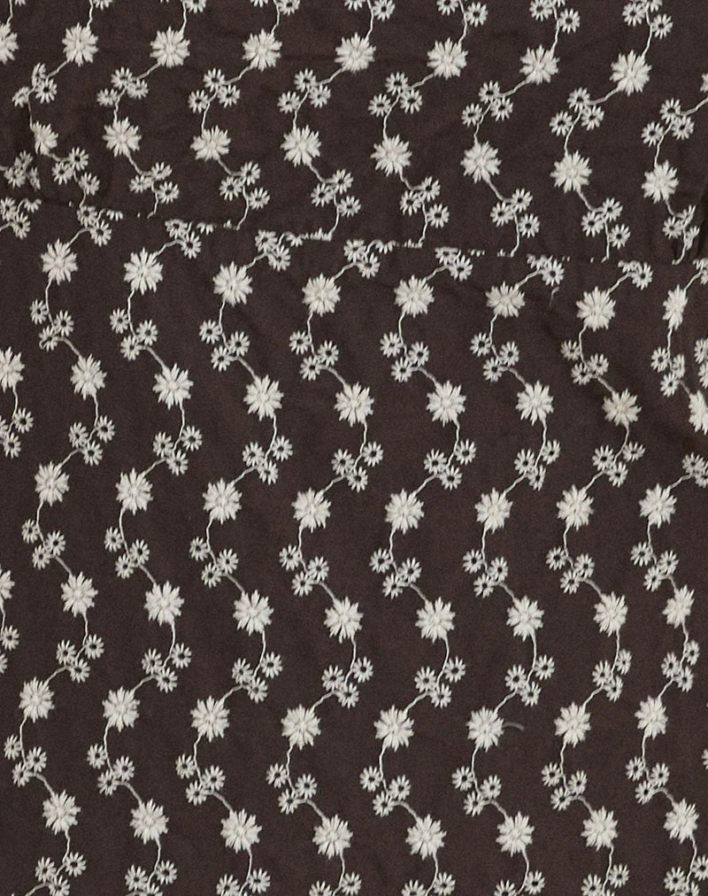 Bella Mini Tea Dress in Floral Broderie Brown