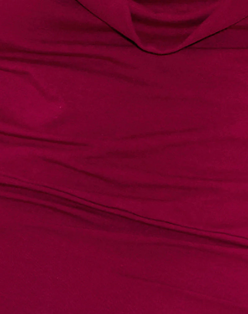 Pramita Plunge Mini Dress in Jersey Burgundy