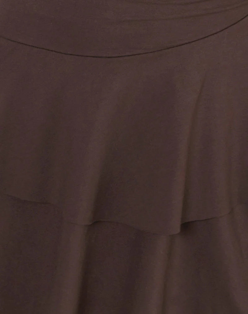 Semary Halterneck Wrap Mini Dress in Bitter Chocolate